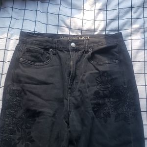 American Eagle embroidered mom jeans